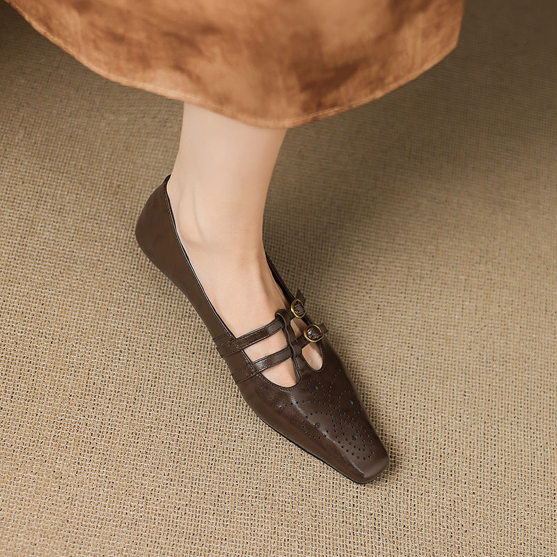 Ceyla | Brogued Double-Strap Mary Jane Flats