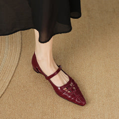 Quenby | Pointed Lattice-Cut Mary Jane Flats
