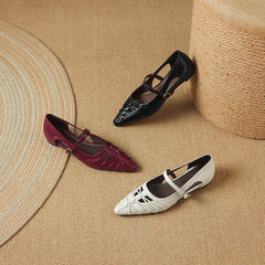 Quenby | Pointed Lattice-Cut Mary Jane Flats