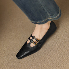 Ceyla | Brogued Double-Strap Mary Jane Flats