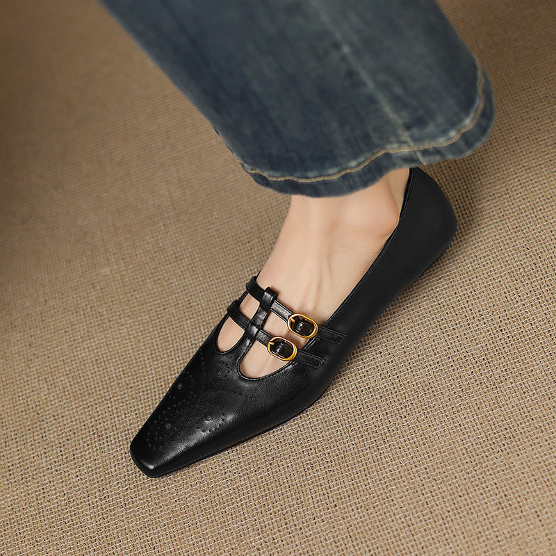 Ceyla | Brogued Double-Strap Mary Jane Flats