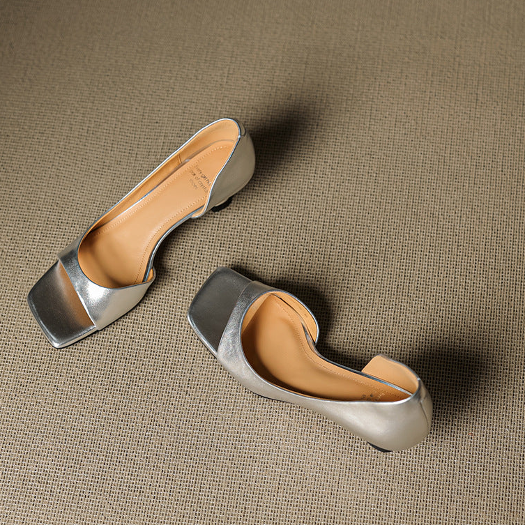 Celin | Peep-Toe Leather-Look Heels