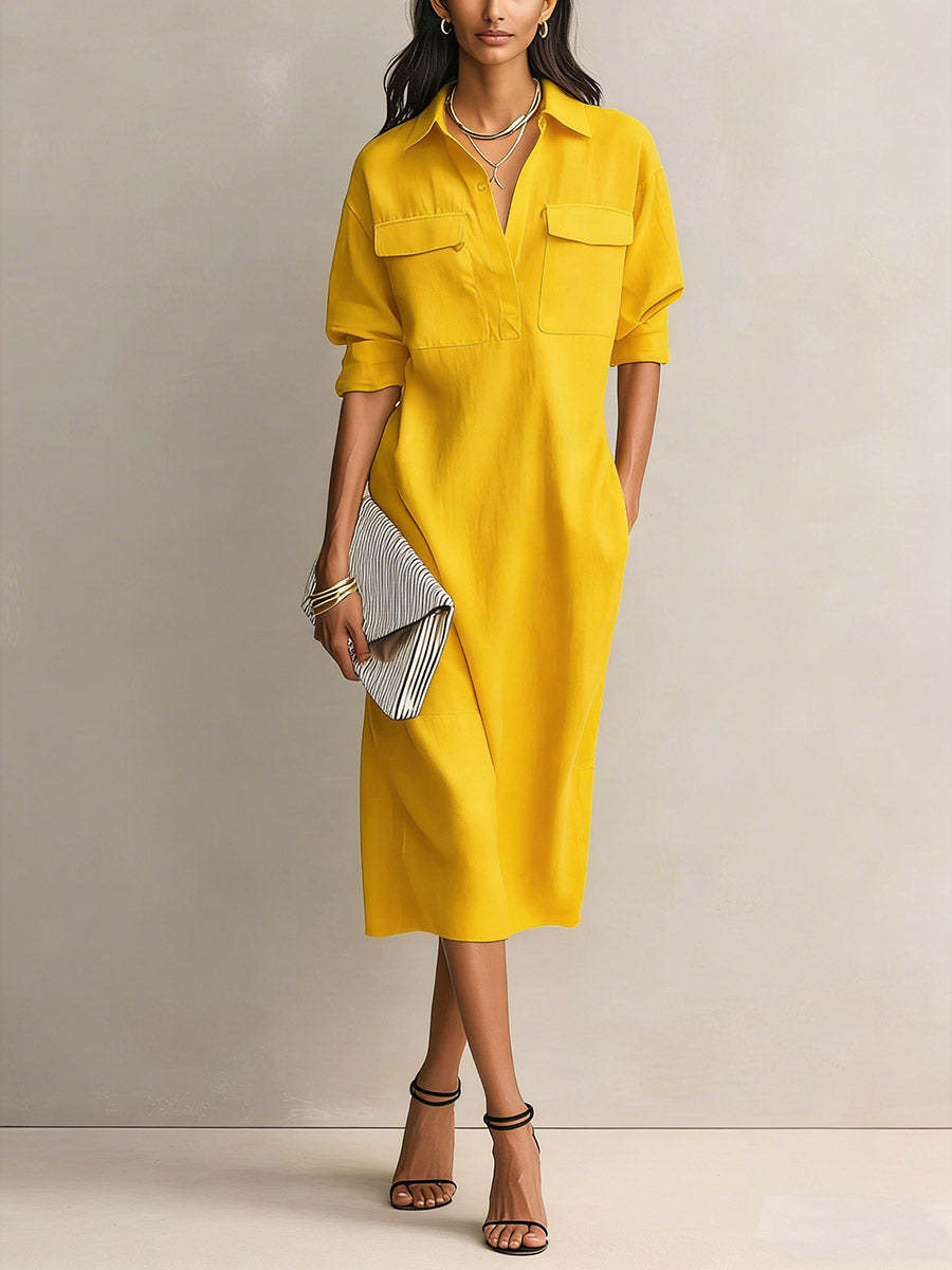 Mila | Pocket Midi Shirt Dress