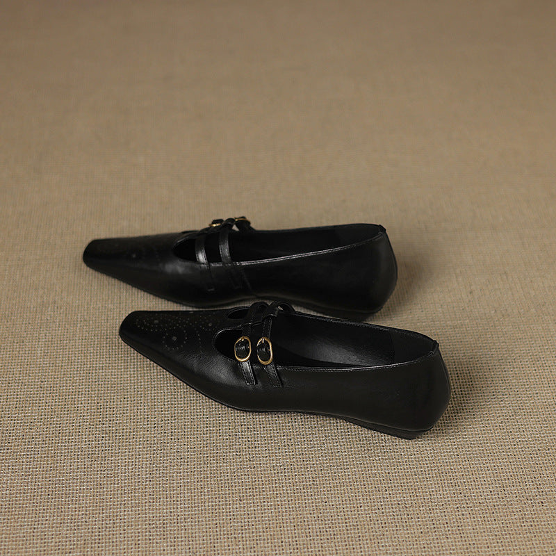 Ceyla | Brogued Double-Strap Mary Jane Flats