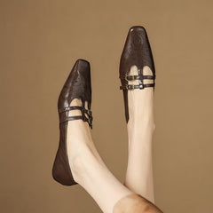 Ceyla | Brogued Double-Strap Mary Jane Flats