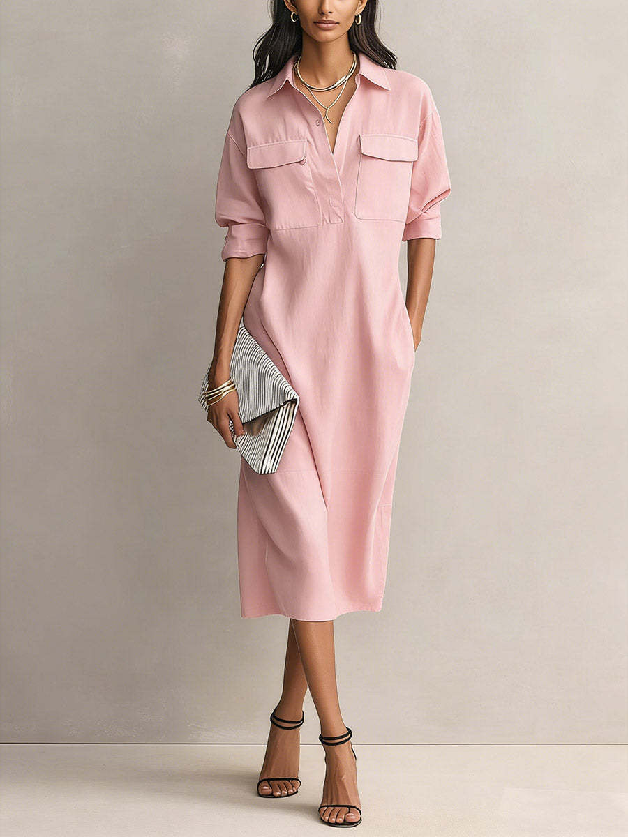 Mila | Pocket Midi Shirt Dress