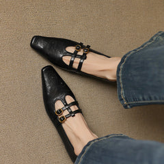 Ceyla | Brogued Double-Strap Mary Jane Flats