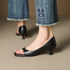 Celin | Peep-Toe Leather-Look Heels