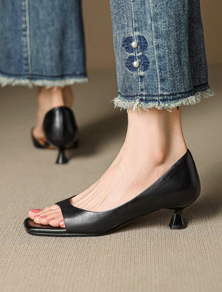 Celin | Peep-Toe Leather-Look Heels