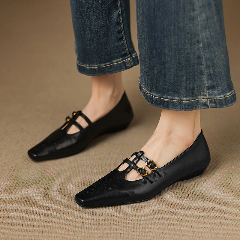 Ceyla | Brogued Double-Strap Mary Jane Flats