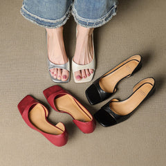 Celin | Peep-Toe Leather-Look Heels