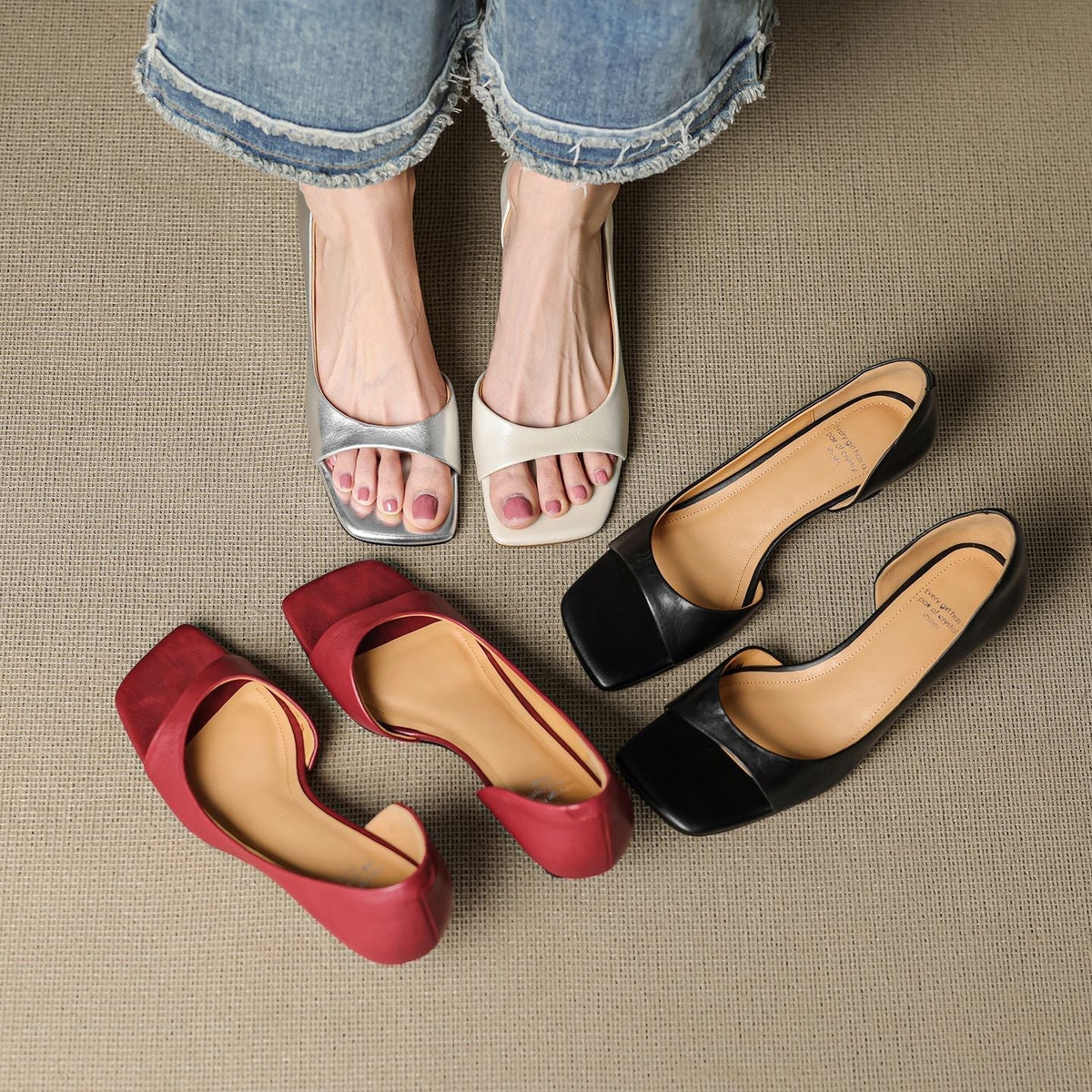 Celin | Peep-Toe Leather-Look Heels