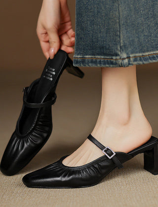 Vanya | Ruched Mary Jane Mules