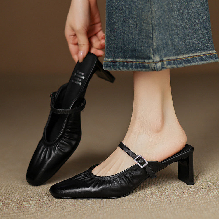 Vanya | Ruched Mary Jane Mules