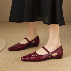 Quenby | Pointed Lattice-Cut Mary Jane Flats