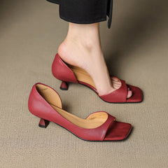 Celin | Peep-Toe Leather-Look Heels