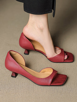 Celin | Peep-Toe Leather-Look Heels
