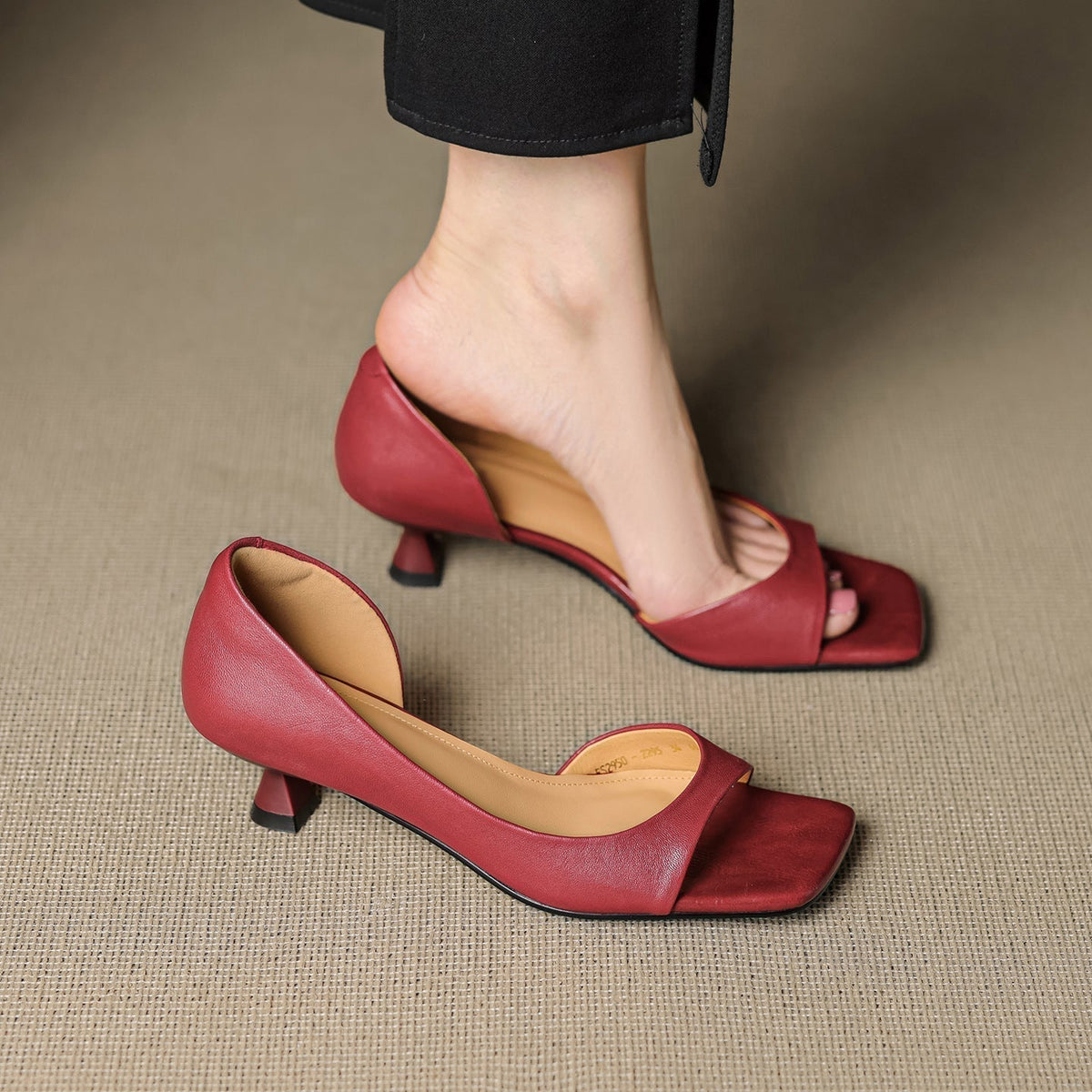 Celin | Peep-Toe Leather-Look Heels
