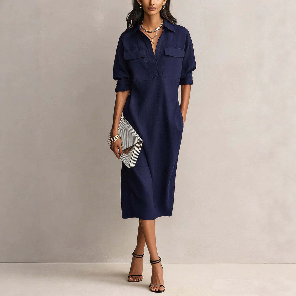 Mila | Pocket Midi Shirt Dress