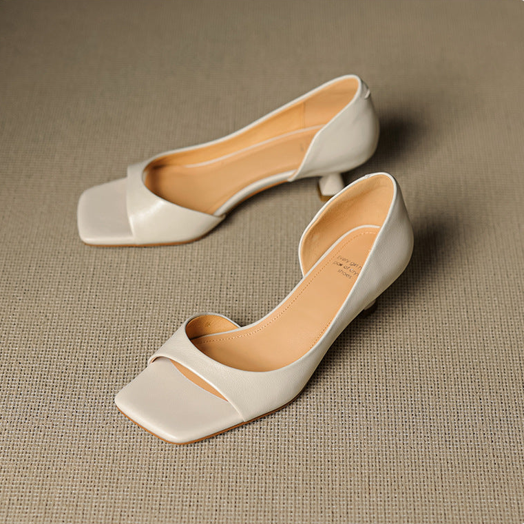 Celin | Peep-Toe Leather-Look Heels