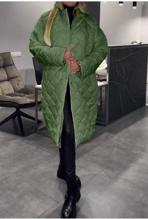 Liv | Reversible Quilted Coat with Leopard Lining