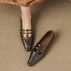 Ceyla | Brogued Double-Strap Mary Jane Flats