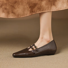 Ceyla | Brogued Double-Strap Mary Jane Flats