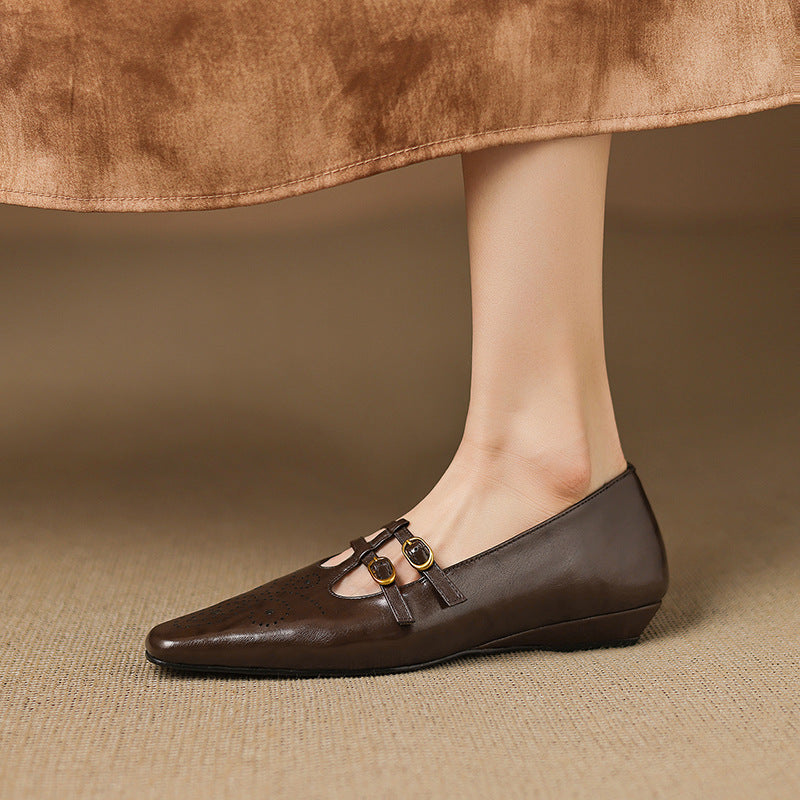 Ceyla | Brogued Double-Strap Mary Jane Flats