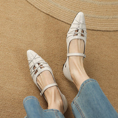 Quenby | Pointed Lattice-Cut Mary Jane Flats