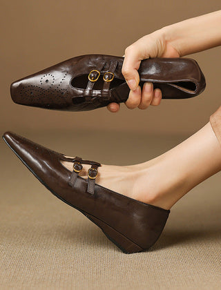 Ceyla | Brogued Double-Strap Mary Jane Flats