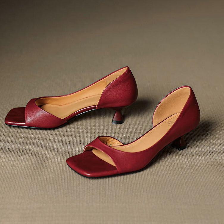 Celin | Peep-Toe Leather-Look Heels