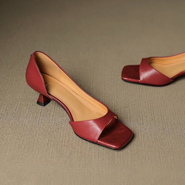 Celin | Peep-Toe Leather-Look Heels