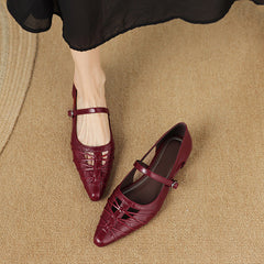 Quenby | Pointed Lattice-Cut Mary Jane Flats