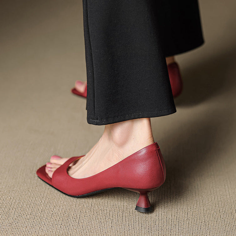 Celin | Peep-Toe Leather-Look Heels