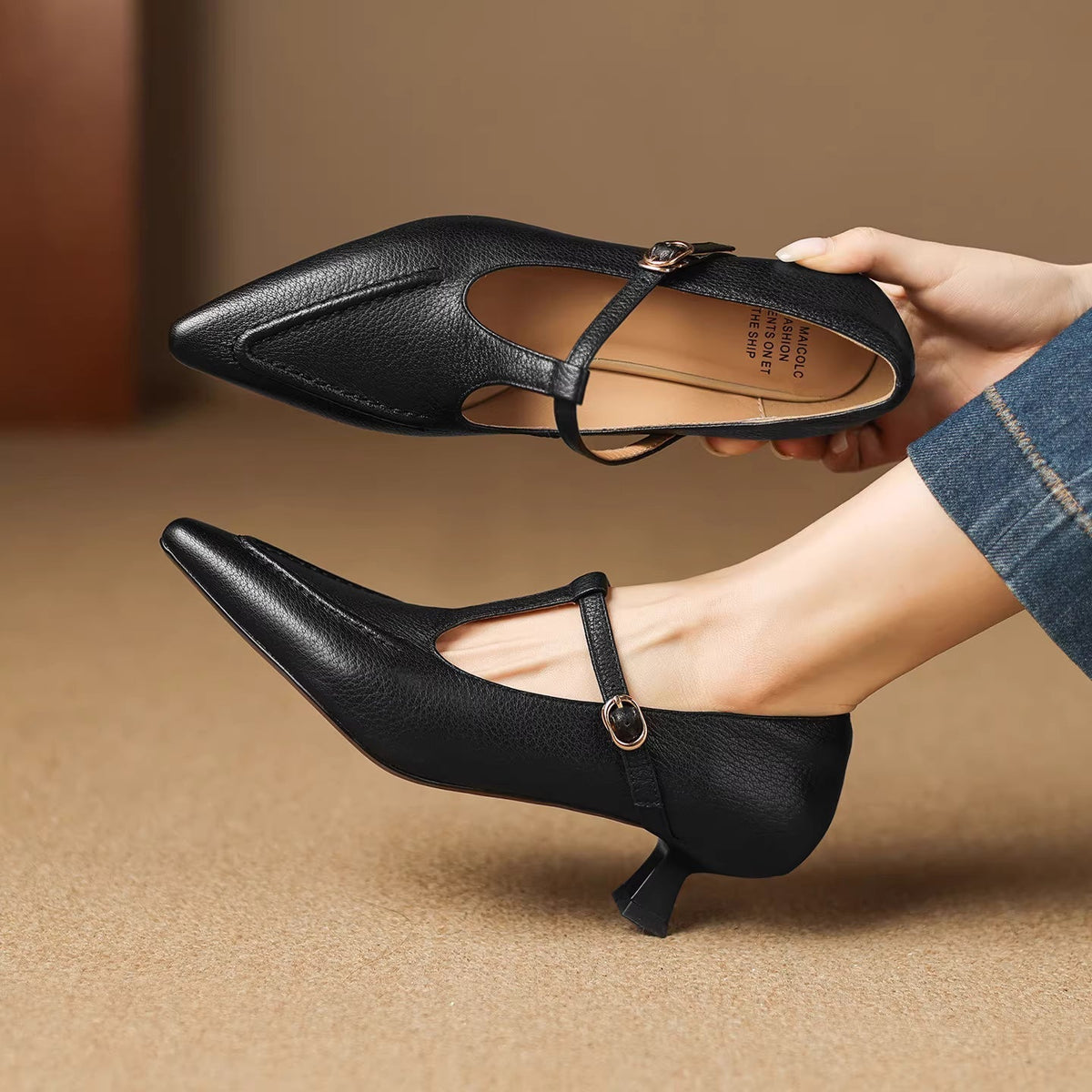 Tirea | Leather-Look Heels