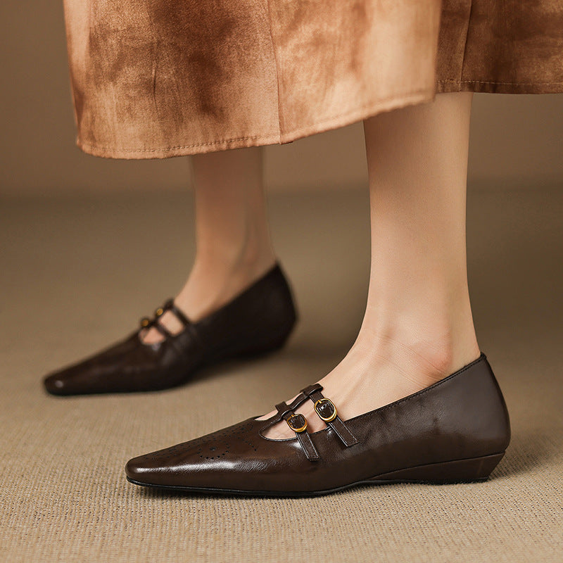 Ceyla | Brogued Double-Strap Mary Jane Flats
