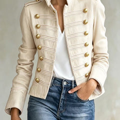 Marion | Military Denim Jacket with Gold Buttons