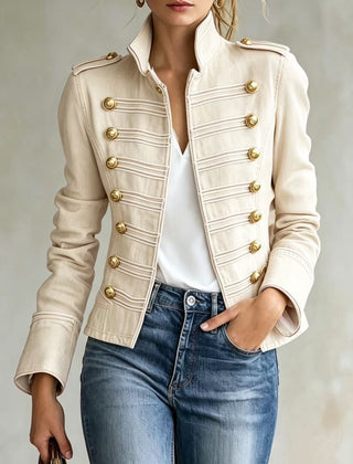 Marion | Military Denim Jacket with Gold Buttons