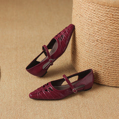 Quenby | Pointed Lattice-Cut Mary Jane Flats