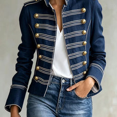 Marion | Military Denim Jacket with Gold Buttons