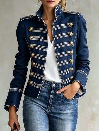 Marion | Military Denim Jacket with Gold Buttons