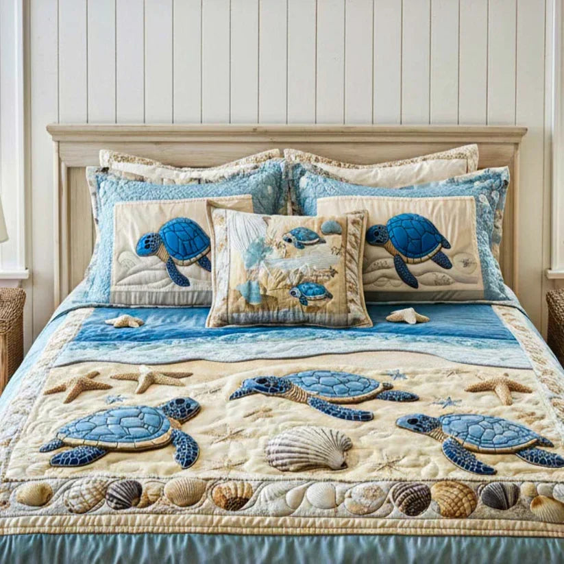 Sea Turtles | 3-Piece Quilted Bedding Set