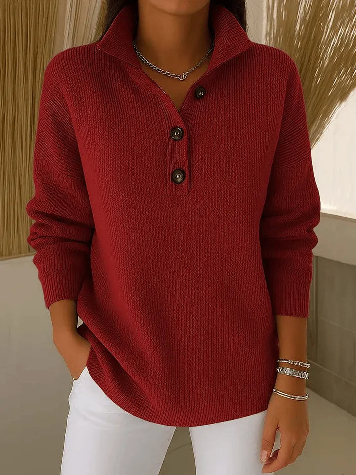 Barbara | V-Neck Polo Jumper