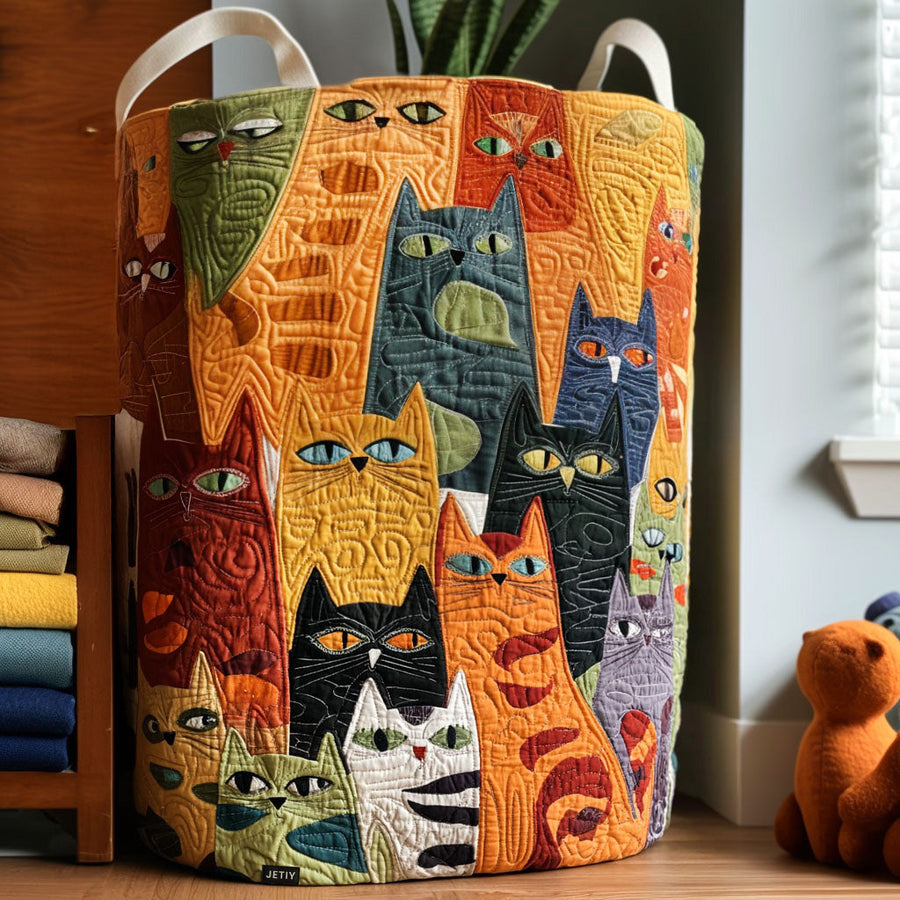 Whiskers | Purrfect Posse Quilted Laundry Basket