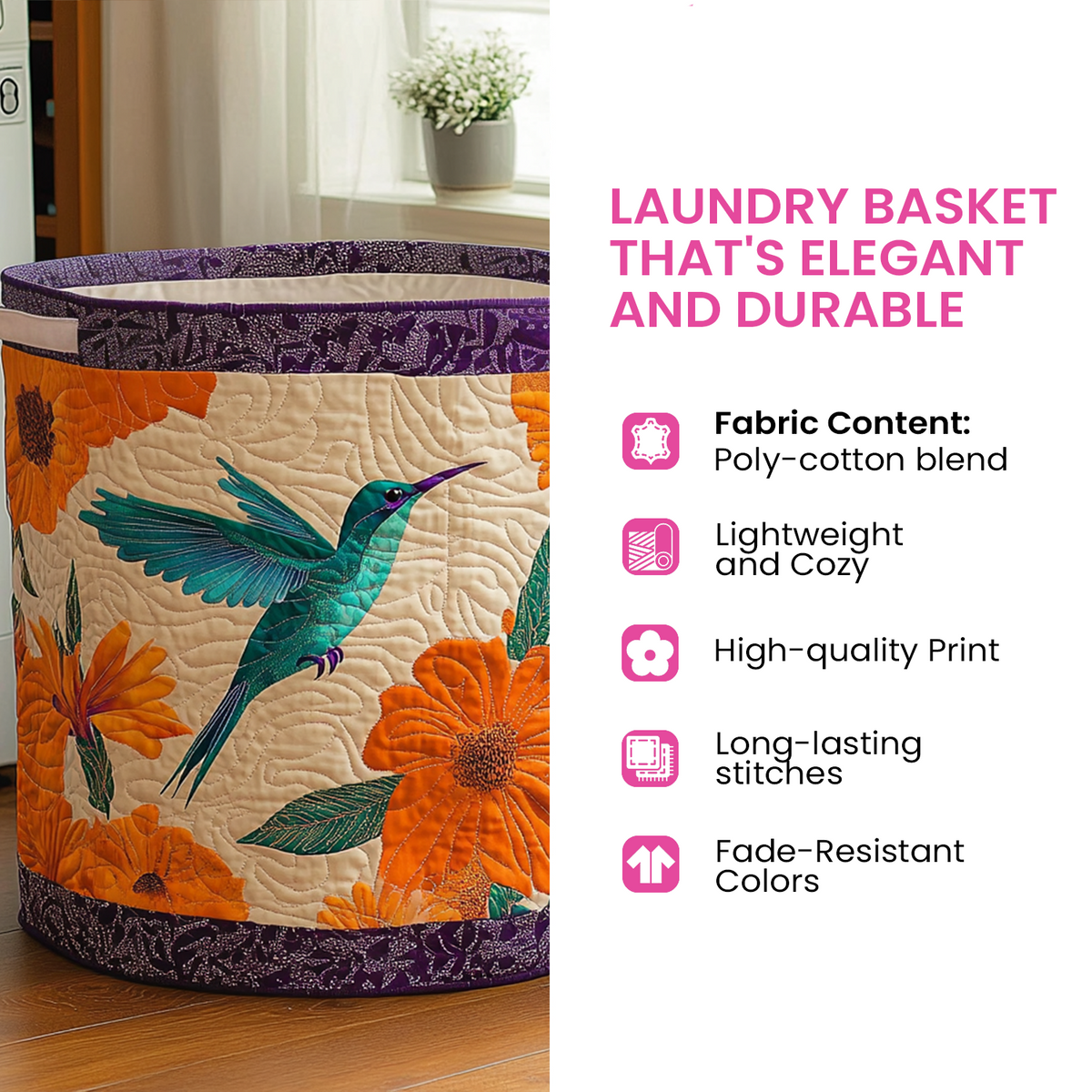 Sylvie | Forest Quilted Laundry Basket