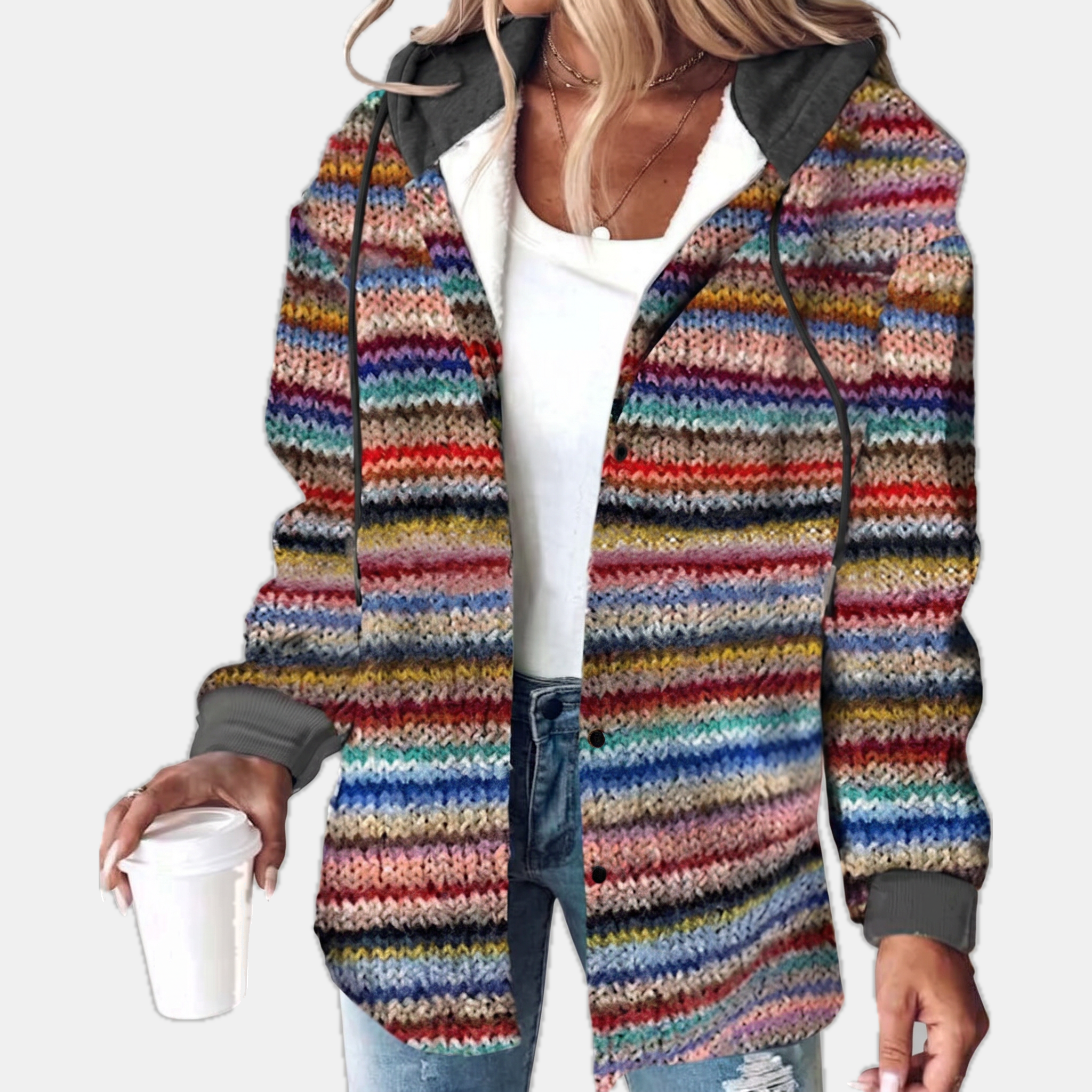 Women's Hooded Button Front Plaid Shacket Jacket