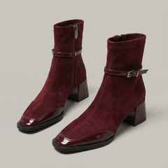 Alda | Suede-Look Mid-Heel Ankle Boots