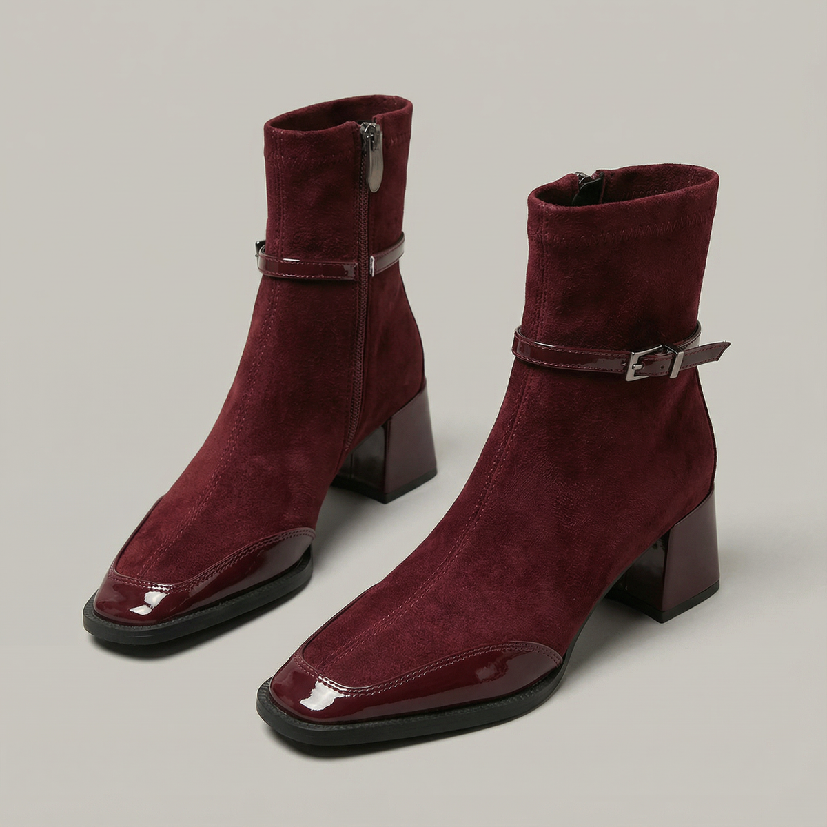 Alda | Suede-Look Mid-Heel Ankle Boots