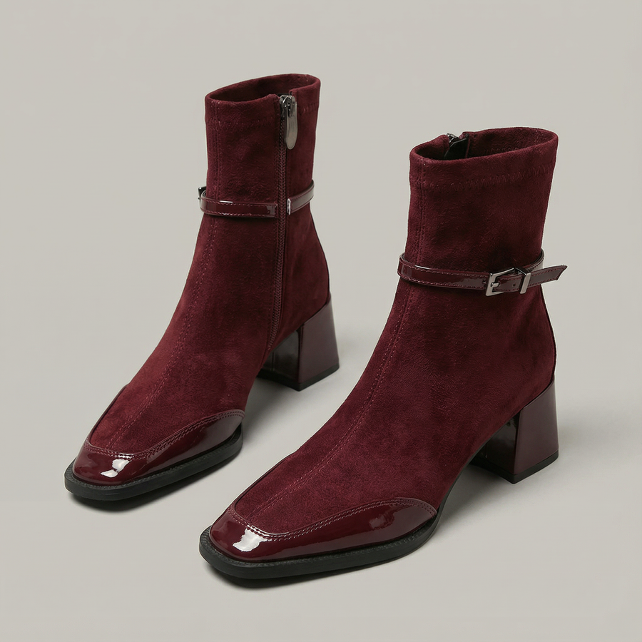 Alda | Suede-Look Mid-Heel Ankle Boots