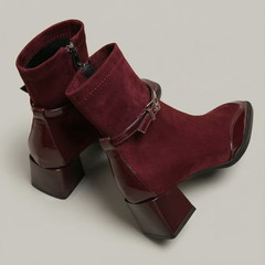 Alda | Suede-Look Mid-Heel Ankle Boots